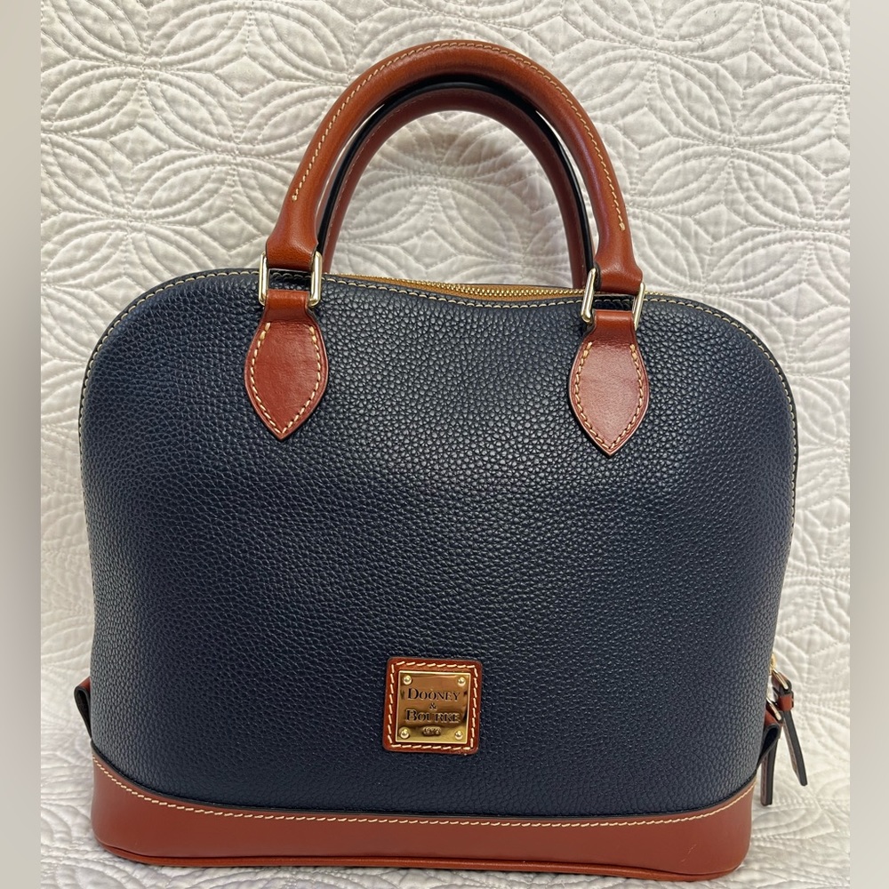 Dooney & Bourke Pebble Grain Zip Zip Satchel Midnight Blue (Navy) like new